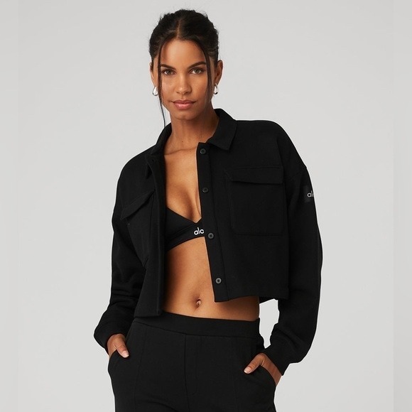 ALO Yoga Jackets & Blazers - Alo Yoga Renown Jacket Black Cropped Heavyweight Shacket Womens XS / S